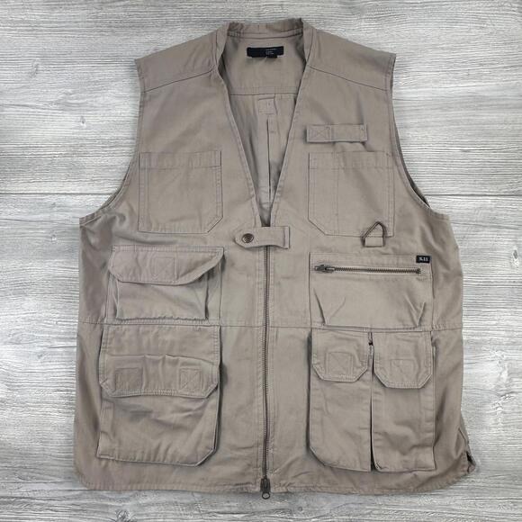 5.11 Tactical Other - 511 Tactical Vest Mens Large Beige Off White Heavy Ripstop Canvas Utility EUC
